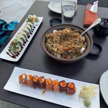 Japengo - Shrimp tempura roll, Lahaina Sunset roll and Japengo Fried Rice - Asian Fusion Near Me - Lahaina, Hawaii Japengo - Shrimp tempura roll, Lahaina Sunset roll and Japengo Fried Rice - Asian Fusion Near Me - Lahaina, Hawaii