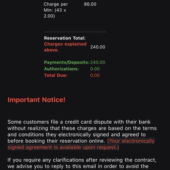 24-7 Ride - Receipt showing surprise charges and warning not to dispute them - Airport Shuttles Near Me - Tustin, California 24-7 Ride - Receipt showing surprise charges and warning not to dispute them - Airport Shuttles Near Me - Tustin, California