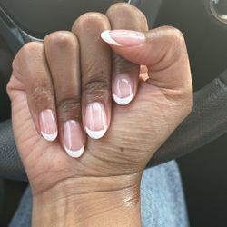 Wonderful Nails & Spa - Pink and white French Dip on natural nail.