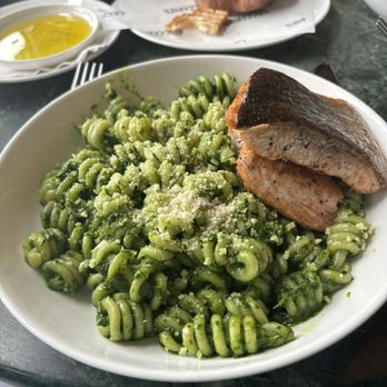 Cecconi's Dumbo - Pesto pasta with salmon - Italian Near Me - Brooklyn, New York Cecconi's Dumbo - Pesto pasta with salmon - Italian Near Me - Brooklyn, New York