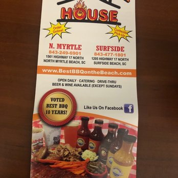 Bar-B-Que House - Front of menu - Barbeque Near Me - Surfside Beach, South Carolina Bar-B-Que House - Front of menu - Barbeque Near Me - Surfside Beach, South Carolina