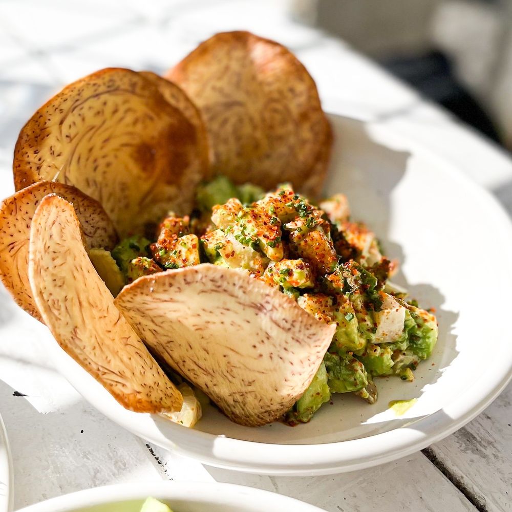 Great White - Ceviche with taro chips - Cafes Near Me - Los Angeles, California Great White - Ceviche with taro chips - Cafes Near Me - Los Angeles, California