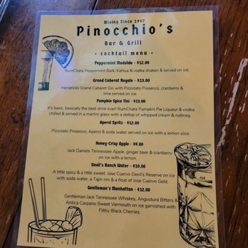 Pinocchio's Bar & Grill - Specialty Drink Menu - Italian Near Me - Sparks, Nevada Pinocchio's Bar & Grill - Specialty Drink Menu - Italian Near Me - Sparks, Nevada