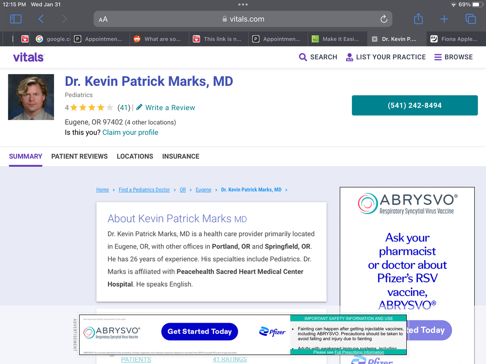 Marks P Kevin, MD - child therapist in Eugene, OR