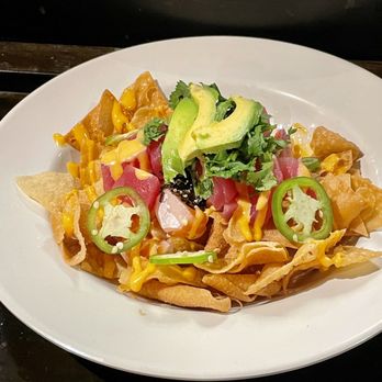 Sushi R91 - Poke nachos. The jalapeños, tuna, wonton chips and eel sauce are to die for - Sushi Bars Near Me - Corona, California Sushi R91 - Poke nachos. The jalapeños, tuna, wonton chips and eel sauce are to die for - Sushi Bars Near Me - Corona, California