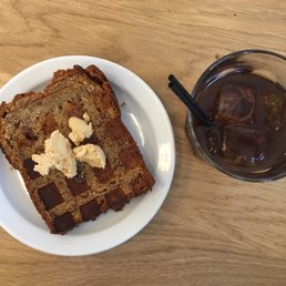 Yummy warm Banana bread and black night Yummy warm Banana bread and black night