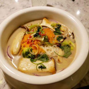 The Moth Cafe - Coconut Lime Laska (soup), with mushrooms and cilantro. - Vegan Near Me - Edmonton, Alberta The Moth Cafe - Coconut Lime Laska (soup), with mushrooms and cilantro. - Vegan Near Me - Edmonton, Alberta