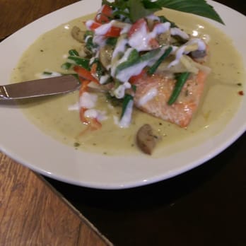 Thai Bloom - Grilled salmon with green curry - Thai Near Me - Beaverton, Oregon Thai Bloom - Grilled salmon with green curry - Thai Near Me - Beaverton, Oregon