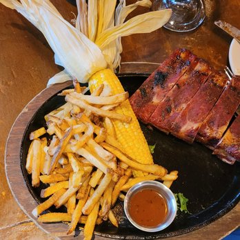 H3 Ranch - Half rack of ribs with fries and roasted corn - Steakhouses Near Me - Fort Worth, Texas H3 Ranch - Half rack of ribs with fries and roasted corn - Steakhouses Near Me - Fort Worth, Texas