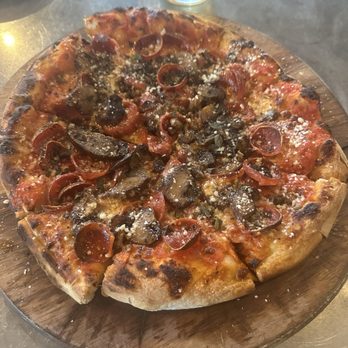 Kitchen Social - Pep and mushroom pizza. Awesome. - New American Near Me - Dublin, Ohio