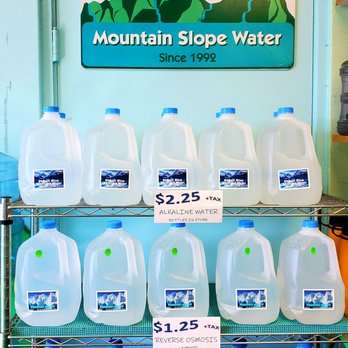 Mountain Slope Water - We also have 1 gallon bottles filled in shop. Your choice of alkaline, regular, or ultra - Water Stores Near Me - Waipahu, Hawaii Mountain Slope Water - We also have 1 gallon bottles filled in shop. Your choice of alkaline, regular, or ultra - Water Stores Near Me - Waipahu, Hawaii