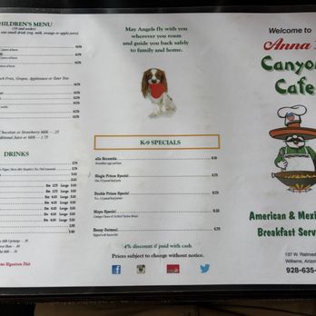 Anna’s Canyon Cafe - Menu - Breakfast & Brunch Near Me - Williams, Arizona