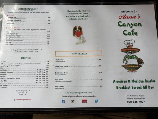 Menu photo 1 Anna’s Canyon Cafe Williams, AZ