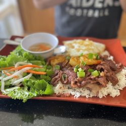 #35 Rice With Grilled Pork Or Bbq Pork, Shrimp , & a Fried Egg