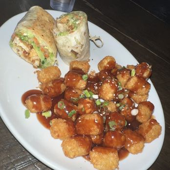 Beelman's - Buffalo Chicken Wrap w/ poor man's tots - Pubs Near Me - Los Angeles, California Beelman's - Buffalo Chicken Wrap w/ poor man's tots - Pubs Near Me - Los Angeles, California