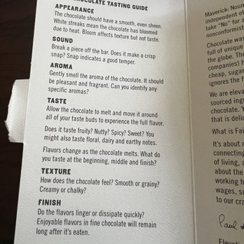 Maverick Chocolate Co - Chocolate tasting tips inside chocolate bar - Chocolatiers & Shops Near Me - Cincinnati, Ohio