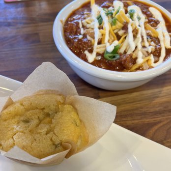 Fork & Fire - Loaded chili with green-chile corn bread. Yummmm. - Barbeque Near Me - Oro Valley, Arizona Fork & Fire - Loaded chili with green-chile corn bread. Yummmm. - Barbeque Near Me - Oro Valley, Arizona