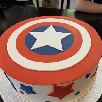 Cakes By Creme de la Creme - Captain America's shield cake for hubby's promotion - Patisserie/Cake Shop Near Me - Renton, Washington Cakes By Creme de la Creme - Captain America's shield cake for hubby's promotion - Patisserie/Cake Shop Near Me - Renton, Washington