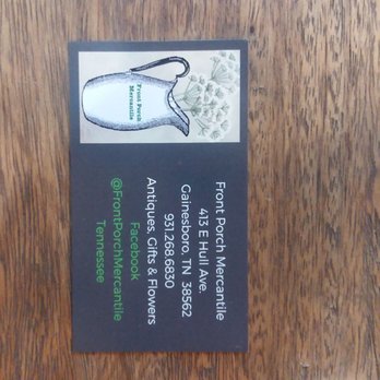 Front Porch Mercantile - Business card - Arts & Crafts Near Me - Gainesboro, Tennessee Front Porch Mercantile - Business card - Arts & Crafts Near Me - Gainesboro, Tennessee