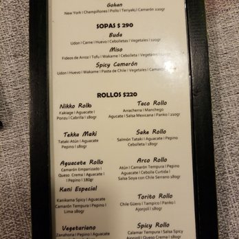 Sushi Sky Bar - Menu in Spanish - Sushi Bars Near Me - Cabo San Lucas, BCS