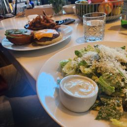 Cesar salad and burger Cesar salad and burger