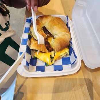 Sunny Side Cafe - Breakfast sandwich with salmon, sausage,  and cheese - Breakfast & Brunch Near Me - Baltimore, Maryland