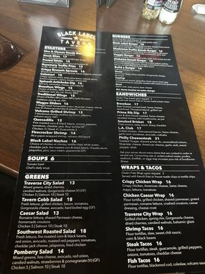 Menu photo 2 Black Label Tavern Shelby Township, MI