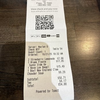 Maple Bacon Restaurant - My bill. - American Near Me - Plano, Texas