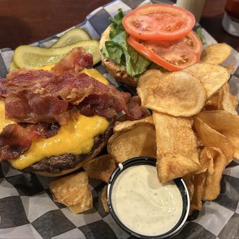 Casey's Drexel Hill - Bacon Cheddar Burger - melted cheddar and smoked bacon. $13. House chips were tasty. Burger had nice flavors. Not a bad deal. - American Near Me - Drexel Hill, Pennsylvania Casey's Drexel Hill - Bacon Cheddar Burger - melted cheddar and smoked bacon. $13. House chips were tasty. Burger had nice flavors. Not a bad deal. - American Near Me - Drexel Hill, Pennsylvania