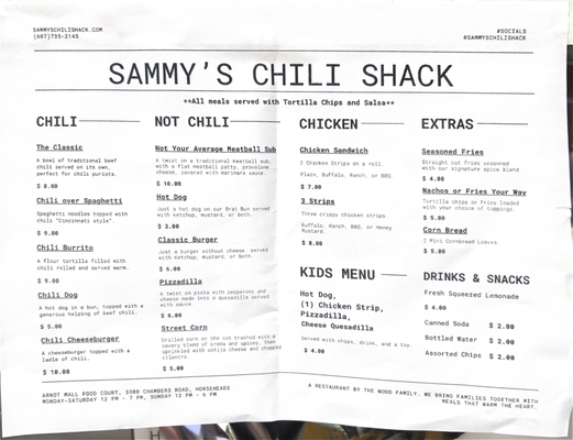 Menu photo 3 Sammy's Chili Shack Horseheads, NY