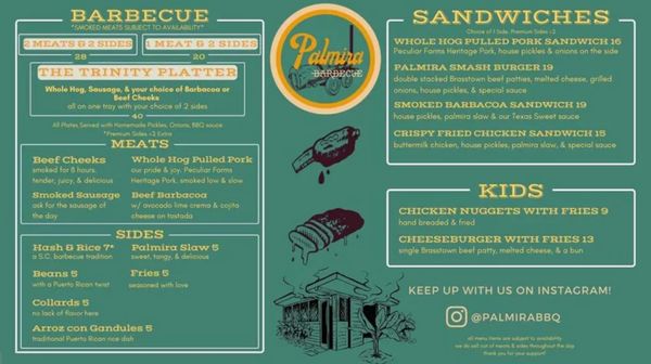 Menu photo 2 Palmira Barbecue Charleston, SC