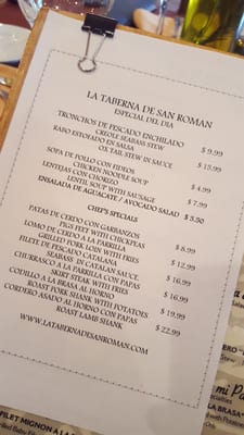 Menu photo 3 La Taberna De San Roman Doral, FL