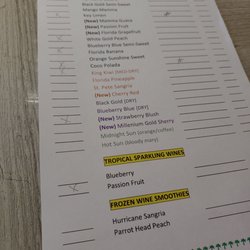 Sunshine Winery - List of wines to try