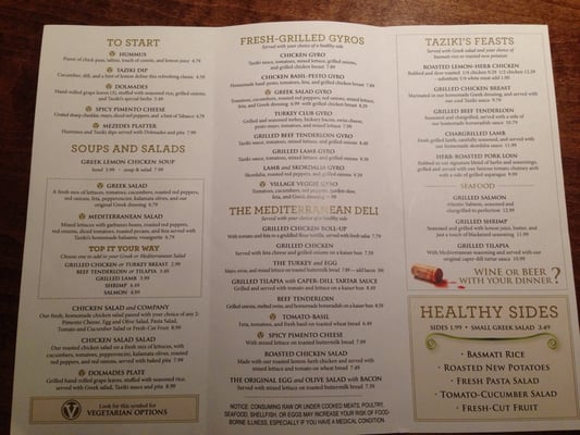 Menu photo 5 Taziki's Mediterranean Cafe Alpharetta, GA Menu photo 5 Taziki's Mediterranean Cafe Alpharetta, GA