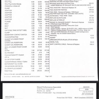 Diesel Performance Specialist - This is the most outrageous bill anyone could Pay for. Scam artist! - Auto Repair Near Me - Rocklin, California