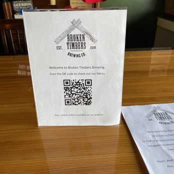 Broken Timbers Brewing Company - You can scan for the digital menu - Breweries Near Me - Anaheim, California