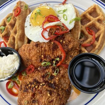 The Ordinarie - Chicken and waffles! - New American Near Me - Long Beach, California