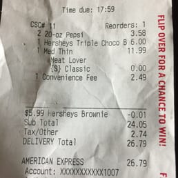 a receipt for a pizza order a receipt for a pizza order