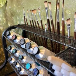 Emerald Art Studio - Paint and Brush Set-Up.