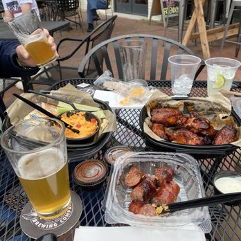Currahee Brewing Company - Wings N Sausage platter from the smoke jack desk inside of Currahee - Breweries Near Me - Alpharetta, Georgia