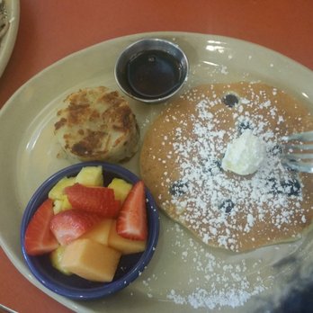 Snooze, an A.M. Eatery - Kids meal... Blueberry pancake, hash browns and fruit cup - Breakfast & Brunch Near Me - Austin, Texas Snooze, an A.M. Eatery - Kids meal... Blueberry pancake, hash browns and fruit cup - Breakfast & Brunch Near Me - Austin, Texas