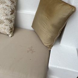 Stains on the balcony cushions.  All of the cushions were stained and discolored