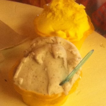EscoGelato - Almond Sorbet mixed with Sour Cream Brown Sugar and a Mango Sorbet....yum! - Coffee & Tea Near Me - Escondido, California