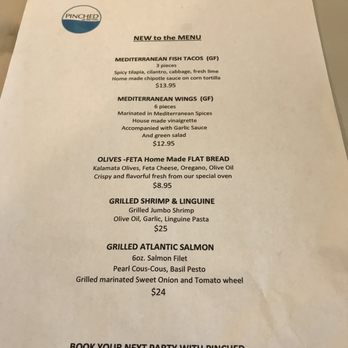 Pinched on the River - Menu - Mediterranean Near Me - Chicago, Illinois Pinched on the River - Menu - Mediterranean Near Me - Chicago, Illinois