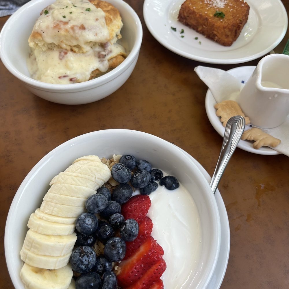 Open City - Yogurt Parfait and Biscuit & Gravy with hash brown square - American Near Me - Washington, DC, District of Columbia Open City - Yogurt Parfait and Biscuit & Gravy with hash brown square - American Near Me - Washington, DC, District of Columbia