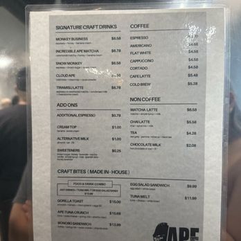 Ape Coffee - Menu - Coffee & Tea Near Me - Orange, California