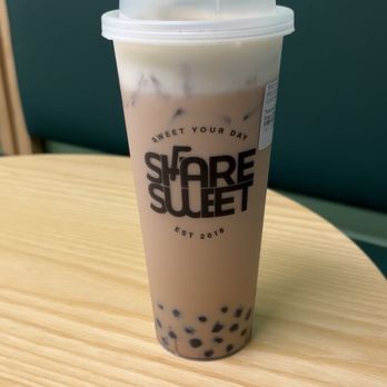 Share Sweet - Brown Sugar Milk Tea With Boba and Salted Cheese Foam - Desserts Near Me - Olivette, Missouri Share Sweet - Brown Sugar Milk Tea With Boba and Salted Cheese Foam - Desserts Near Me - Olivette, Missouri