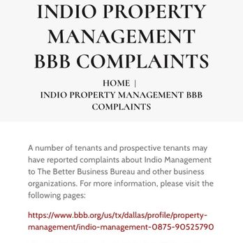 Indio Management - BBB complaints against Indio Management Team - Property Management Near Me - Dallas, Texas