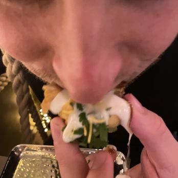 Mowgli - Chat Bomb- heed the advice of the servers, eat it all in one bite, or it'll get messy! - Indian Near Me - Liverpool, XMS Mowgli - Chat Bomb- heed the advice of the servers, eat it all in one bite, or it'll get messy! - Indian Near Me - Liverpool, XMS
