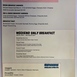 Summer breakfast menu 2026
